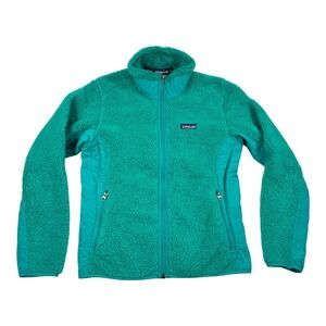 Patagonia Fleece Jacket Womens Medium Green Los Gatos Full Zip Sherpa High Pile